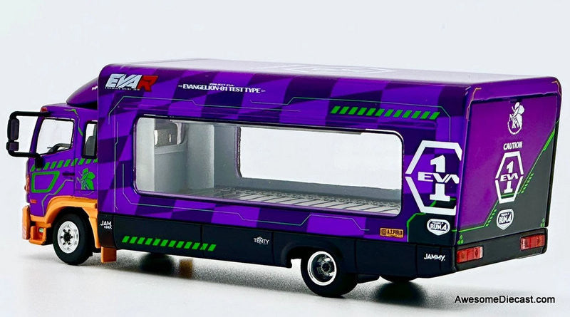 Tiny 1:64 Hino 500 Car Transporter, Purple: Eva-01 Racing Project Operation
