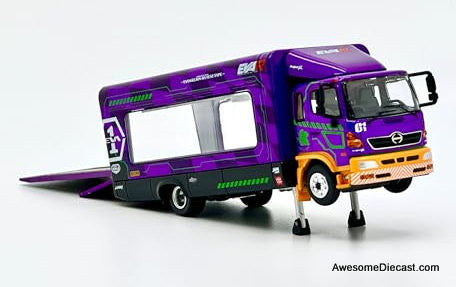 Tiny 1:64 Hino 500 Car Transporter, Purple: Eva-01 Racing Project Operation