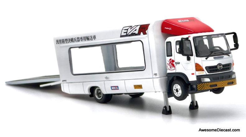 Tiny 1:64 Hino 500 Car Transporter, White: Project Evangelion Racing