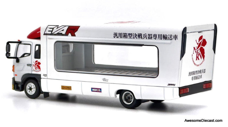 Tiny 1:64 Hino 500 Car Transporter, White: Project Evangelion Racing