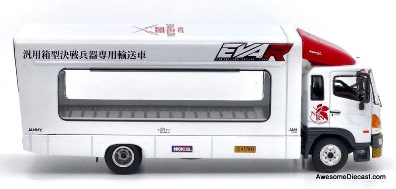 Tiny 1:64 Hino 500 Car Transporter, White: Project Evangelion Racing