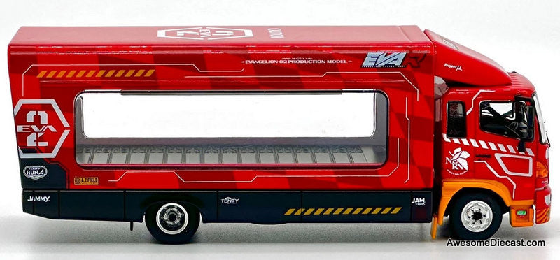 Tiny 1:64 Hino 500 Car Transporter, Red: Eva Racing Test Car