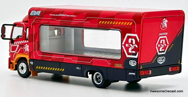 Tiny 1:64 Hino 500 Car Transporter, Red: Eva Racing Test Car