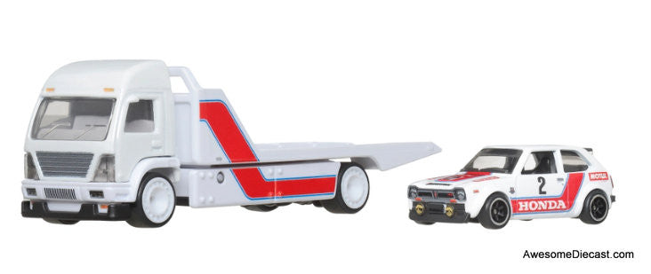 Hot Wheels Premium Team Transport 1973 Honda Civic Custom & Aerolift 1:64 Diecast Model Car by Hot Wheels