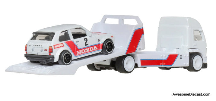 Hot Wheels Premium Team Transport 1973 Honda Civic Custom & Aerolift 1:64 Diecast Model Car by Hot Wheels