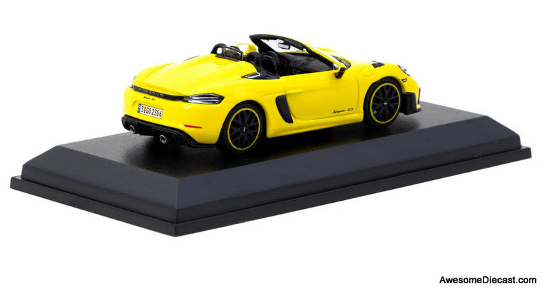Porsche 718 Spyder RS, Racing Yellow 1:64 Diecast Model Car by Minichamps/Tarmac Works