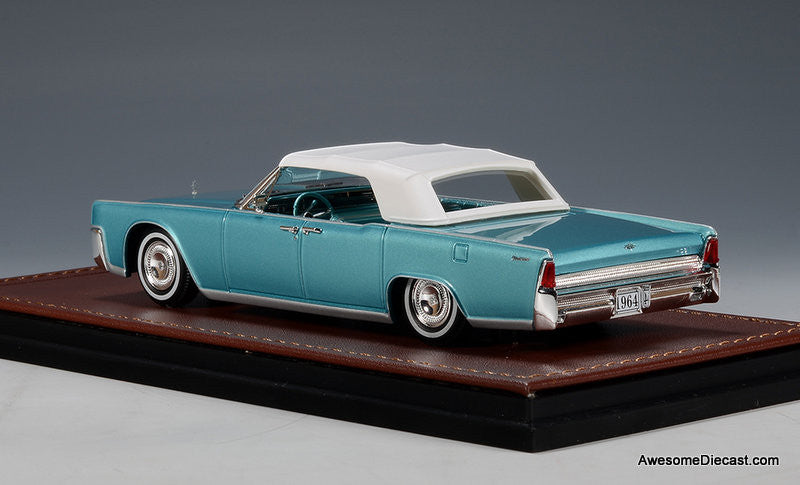 1964 Lincoln Continental Convertible, Metallic Turquoise 1:43 Resin Cast Model by GLM