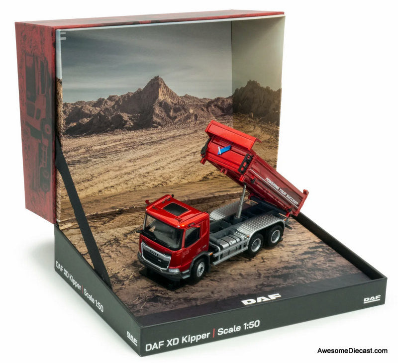 DAF XD Tipper Dump Truck, Red Flame 1:50 Diecast Model Truck by Holland Oto
