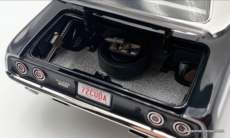 1972 Plymouth Cuda 340, Black 1:18 Diecast Model Car by ACME