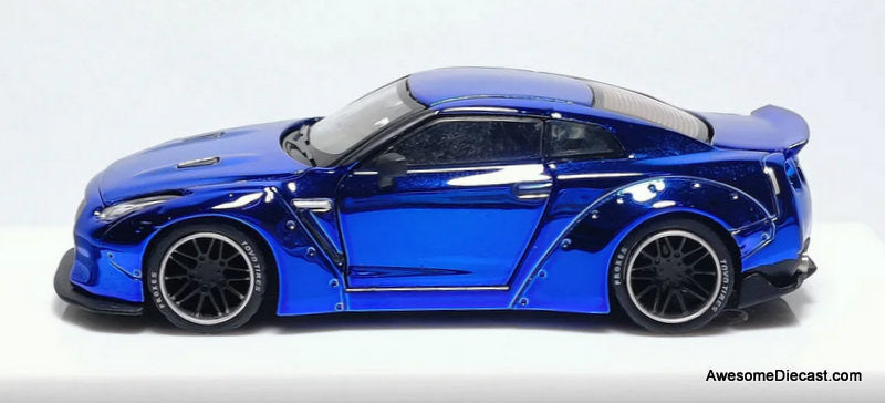 Old Time Models 1:64 Nissan Skyline GTR R35, Blue Chrome