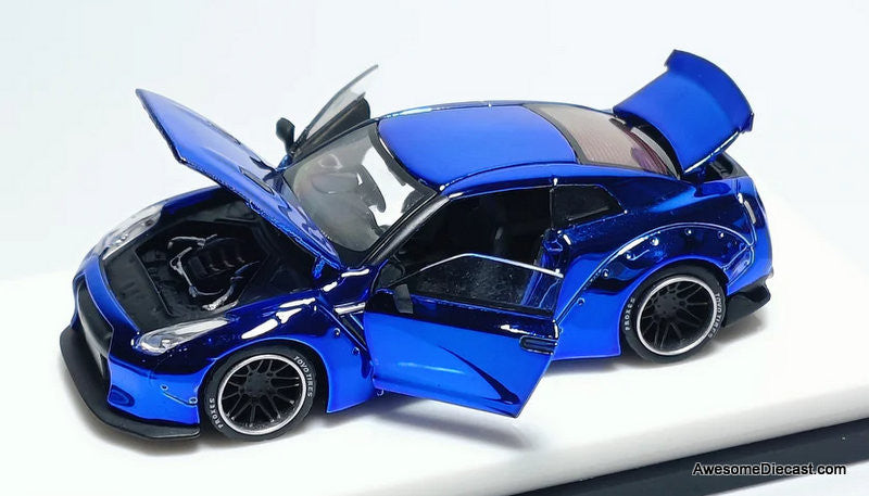 Old Time Models 1:64 Nissan Skyline GTR R35, Blue Chrome