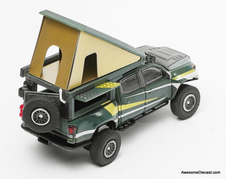 Toyota Tacoma N300 Widebody Camper, Green 1:64 Diecast Model Vehicle by GCD