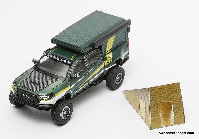 Toyota Tacoma N300 Widebody Camper, Green 1:64 Diecast Model Vehicle by GCD