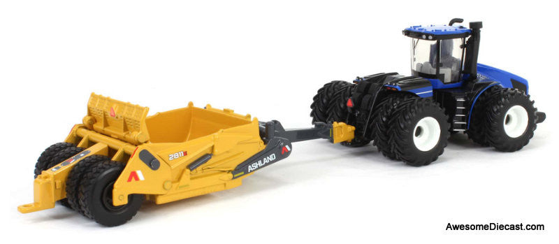 New Holland T9.700 Tractor w/Ashland 2811E Scraper 1:64 Diecast Model Vehicle by ERTL