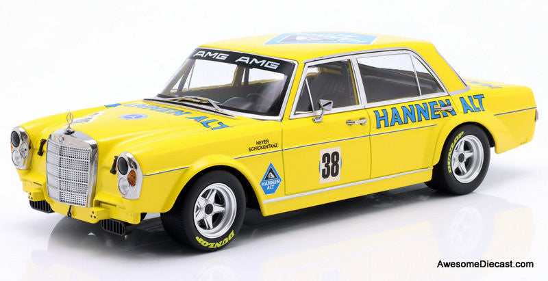 1971 Mercedes Benz AMG 300SEL 6.8 #38 (Final Of Season Hockenheim 1971) Yellow 1:18 Diecast Model Car by Werk83