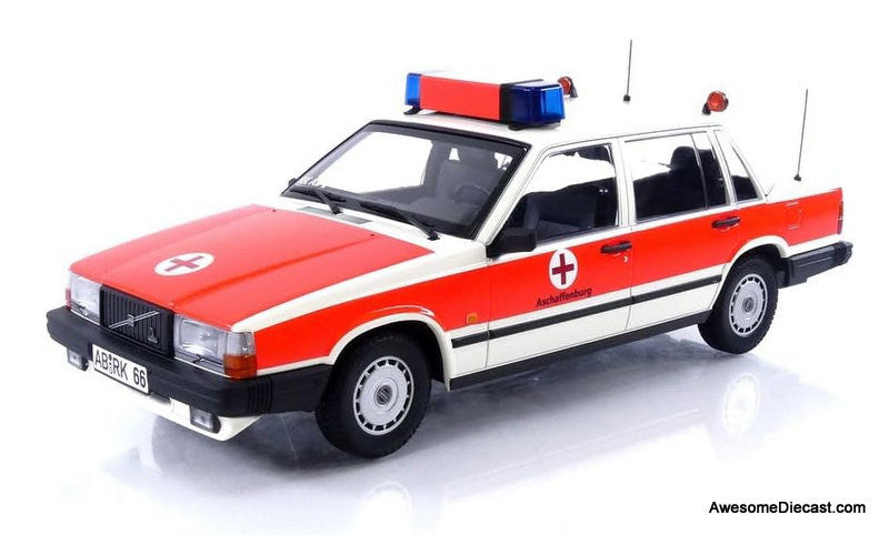 1986 Volvo 740 GL DRK Aschaffenburg Ambulance (Germany) 1:18 Diecast Model Car by Minichamps