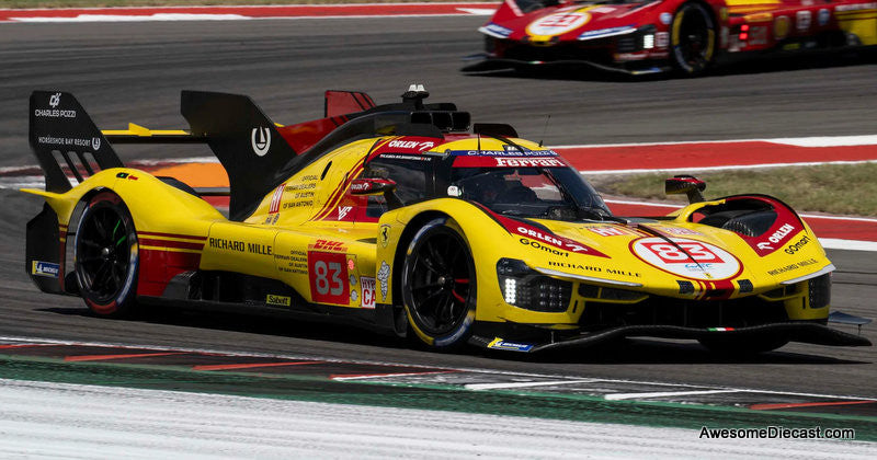 Ferrari 499P #83 2024 Le Mans Hyper Car, Yellow 1:18 Diecast Model Car by Burago