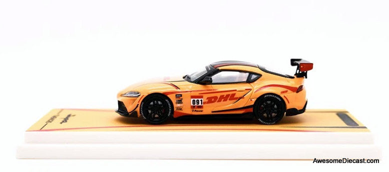 Toyota Supra A90, Orange DHL Livery 1:64 Diecast Model Car by Time Micro