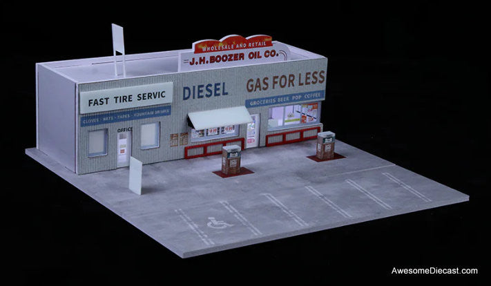 American Gas Station w/Lighting 1:64 Diorama by MoreArt – Awesome