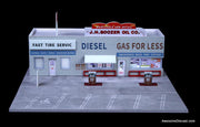 American Gas Station w/Lighting 1:64 Diorama by MoreArt