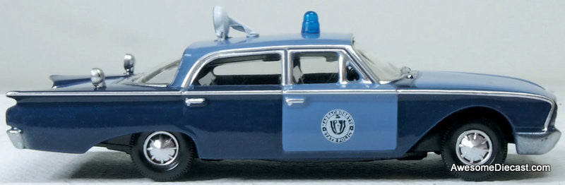 1960 Ford Fairlane Sedan: Massachusetts State Police Radar Car 1:87 Diecast Model Car by Oxford Diecast
