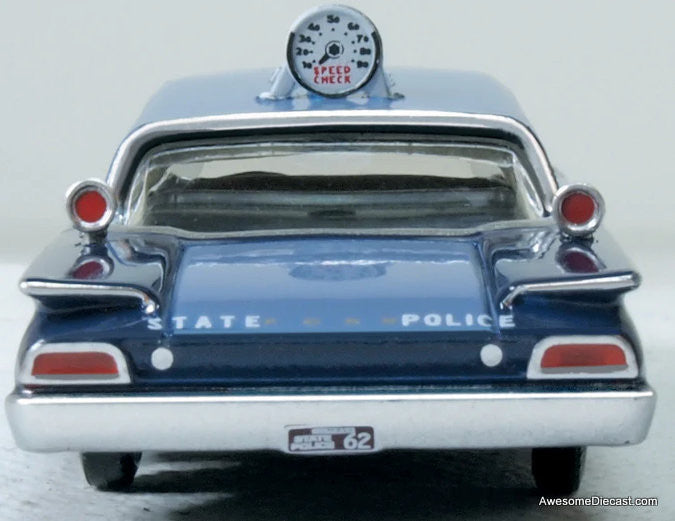 1960 Ford Fairlane Sedan: Massachusetts State Police Radar Car 1:87 Diecast Model Car by Oxford Diecast