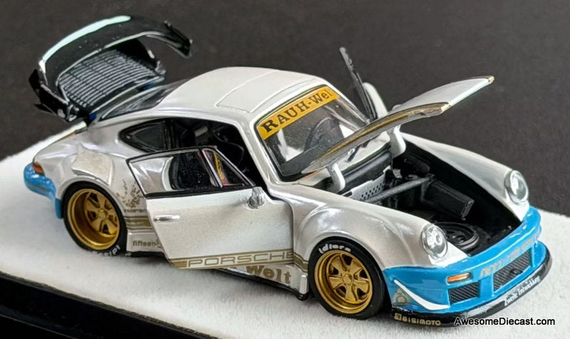 Porsche 930 RWB, Matte White 1:64 Diecast Model Car by PGM