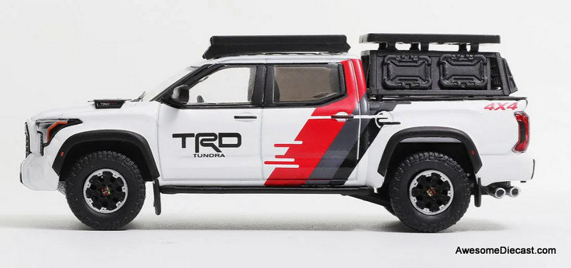 Toyota Tundra TRD PRO, White/Custom w/Accessories 1:64 Diecast Model Truck by GCD