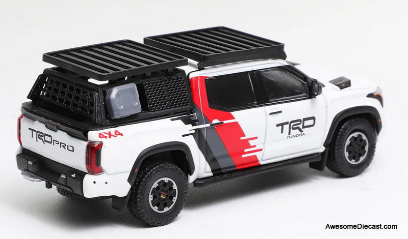 Toyota Tundra TRD PRO, White/Custom w/Accessories 1:64 Diecast Model Truck by GCD