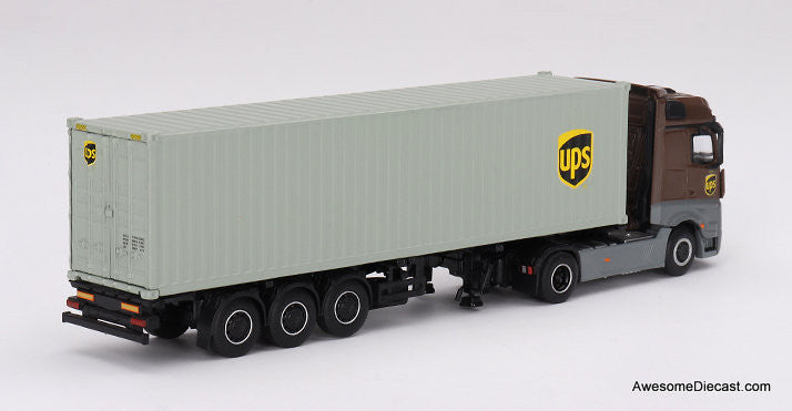 Mercedes Benz Actros Tractor w/40' Utility Trailer, UPS Europe 1:64 Diecast Model Truck by Mini GT