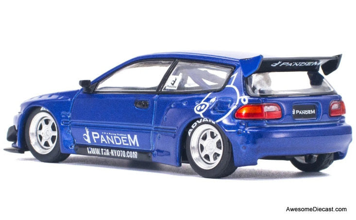 Honda Civic EG6 Pandem, Metallic Blue 1:64 Diecast Model Car by Pop Race