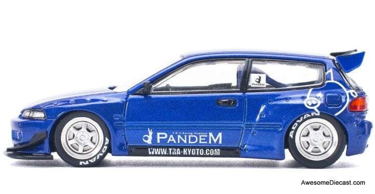 Honda Civic EG6 Pandem, Metallic Blue 1:64 Diecast Model Car by Pop Race