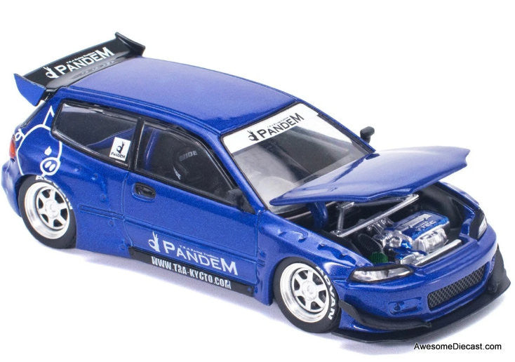 Honda Civic EG6 Pandem, Metallic Blue 1:64 Diecast Model Car by Pop Race