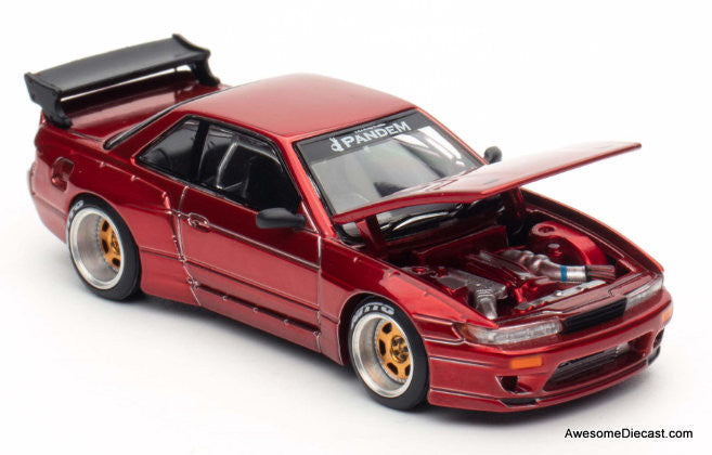 Nissan Silvia S13 Pandem, Red Chrome 1:64 Diecast Model Car by Pop
