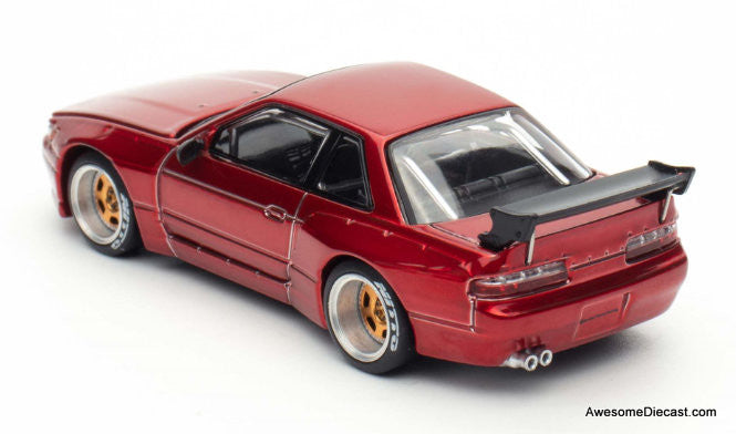 Nissan Silvia S13 Pandem, Red Chrome 1:64 Diecast Model Car by Pop