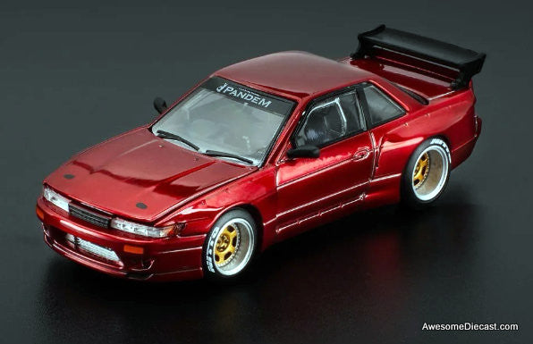 Nissan Silvia S13 Pandem, Red Chrome 1:64 Diecast Model Car by Pop