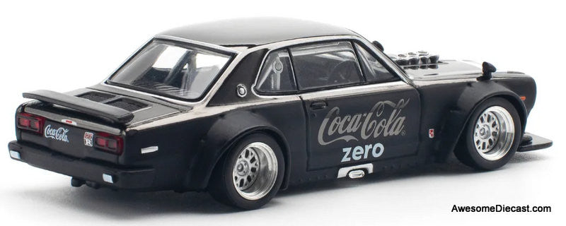 Nissan Skyline GT-R V8 Drift (Hakosuka), Black : Coca Cola Zero 1:64 Diecast Model Car by Pop Race