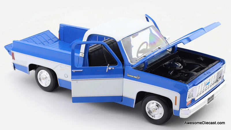 1974 Chevrolet C10 Cheyenne Super Pick-Up, Blue/White 1:18 Diecast