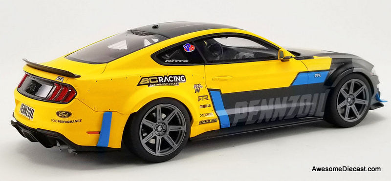 GT Spirit 1:18 2021 Ford Mustang RTR Spec 5 Widebody: Pennzoil, Gray/Yellow