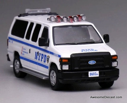 Ford E350 Super Duty Wagon Van: New York City Police 1:64 Diecast Model Vehicle by 596 Model