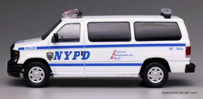 Ford E350 Super Duty Wagon Van: New York City Police 1:64 Diecast Model Vehicle by 596 Model