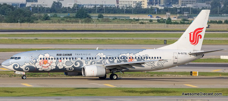 JC Wings 1:200 Boeing 737-800 (Flaps Down): Air China "Silver Peony" (Reg #B-5176)