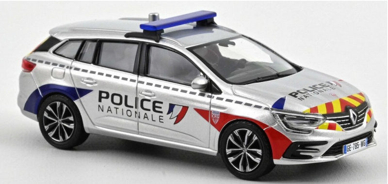 Norev 1:43 2022 Renault Megane Wagon, Silver: Police Nationale CRS