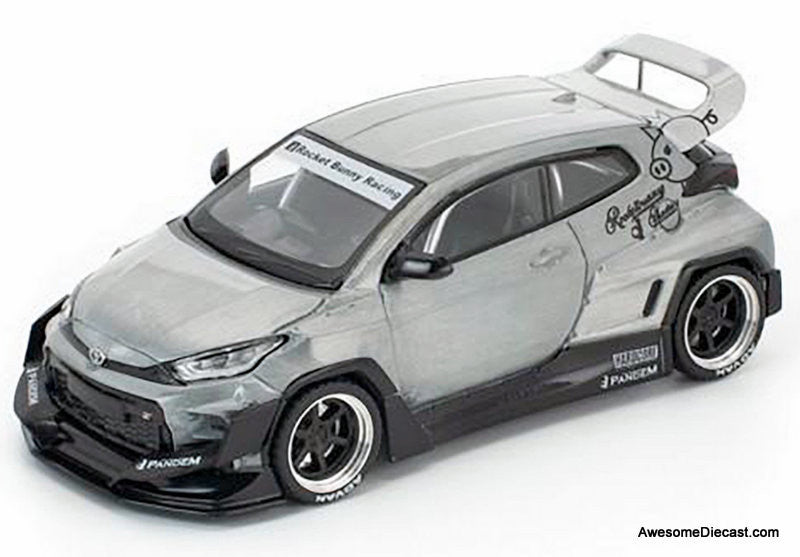Toyota Pandem GR Yaris, Raw Metal 1:64 Diecast Model Car by Pop Race