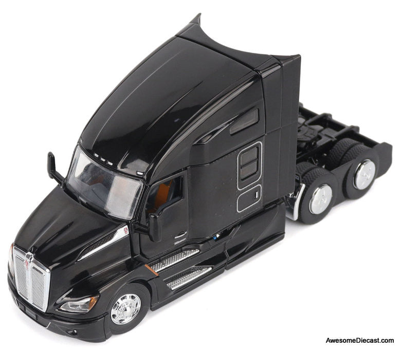 Kenworth T680 Tandem Tractor w/76in High Roof Sleeper Cab, Black 1:50 Diecast Model Truck by Diecast Masters