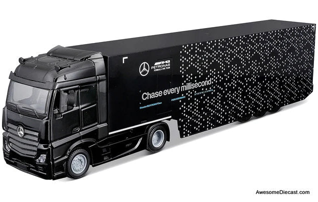 Mercedes Actros Gigaspace w/Mercedes W15 #63 George Russell 1:43 Diecast Model Truck by Burago