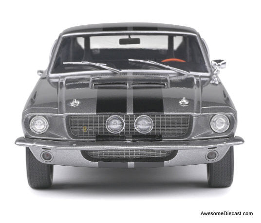 1969 Shelby GT500, Metallic Gray/Black Stripes 1:18 Diecast Model Car by Solido