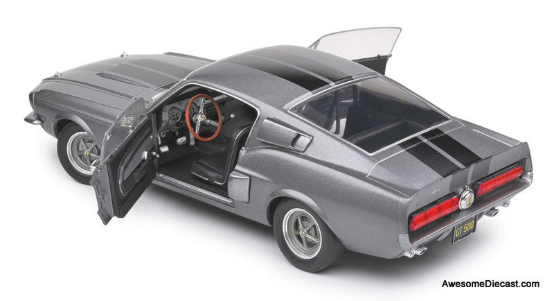 1969 Shelby GT500, Metallic Gray/Black Stripes 1:18 Diecast Model Car by Solido
