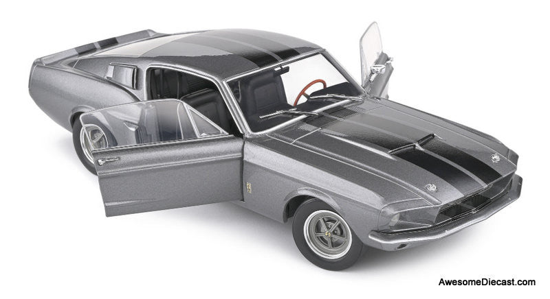 1969 Shelby GT500, Metallic Gray/Black Stripes 1:18 Diecast Model Car by Solido