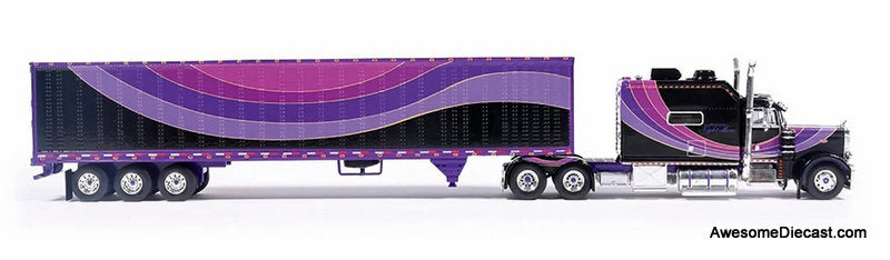 Peterbilt 379 Big Bunk  Sleeper Cab w/53ft Tri-Axle Van Trailer: Night Moves 1:64 Diecast Model Truck by IXO